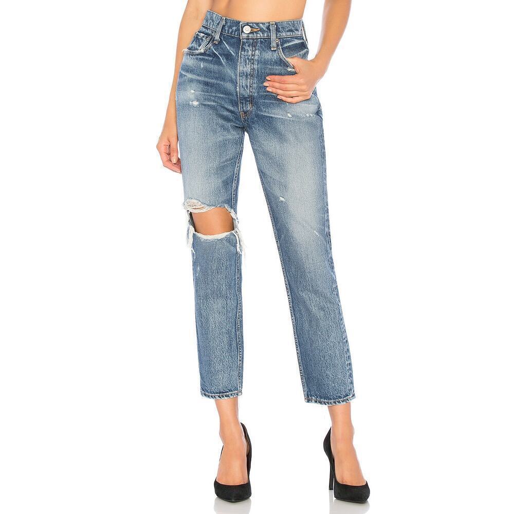 Moussy Vintage MV Marshall Boy Skinny Jeans Distressed Dark Blue Wash Size 25